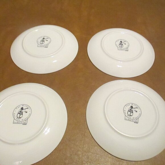 Black Cat Orange Halloween Plates 6.5” Liz Ross The Monkey The Peddler Set Of 4 - Picture 7 of 9